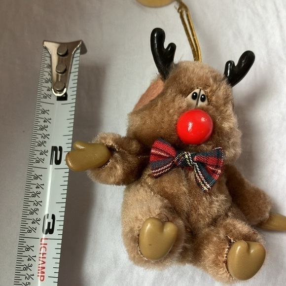 Russ & Berri Co: Vintage 1970s Mini Plush Reindeer Ornament- 3” tall - Picture 8 of 9